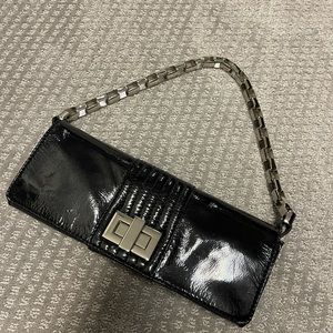 Kooba black patent leather convertible clutch
